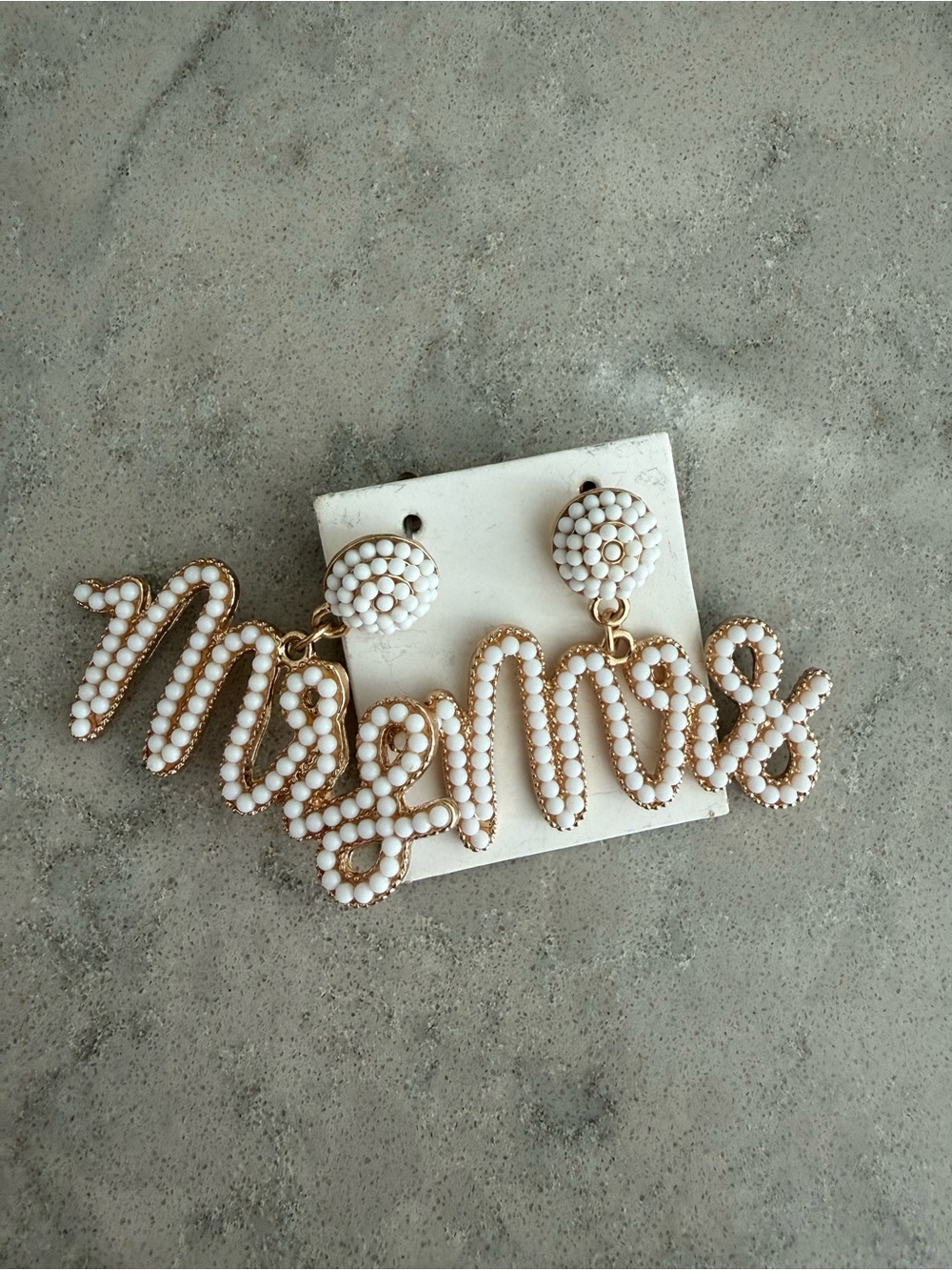 MRS.  White Beaded Earrings